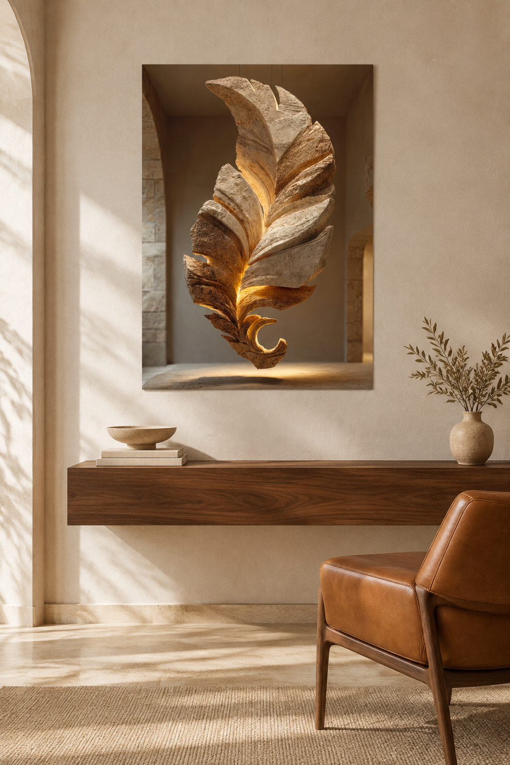De Fossiele Veer in een mediterrane woonkamer
