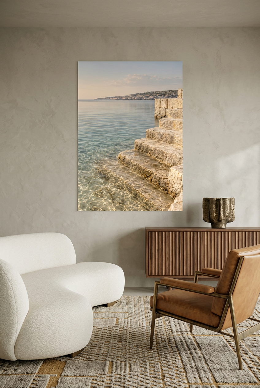 Steps into the Water — unframed poster in a living room