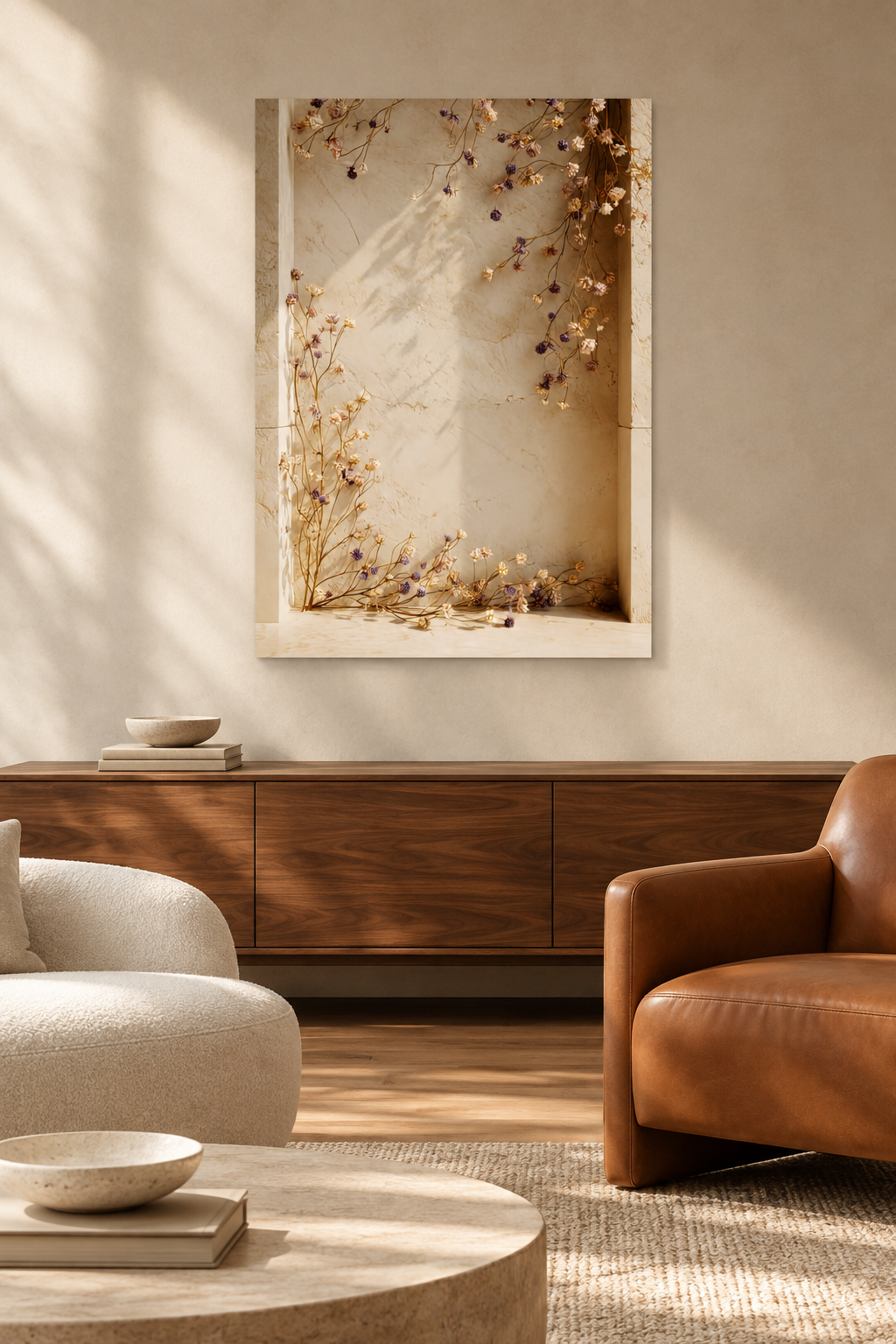 Die wilde Girlande in einem mediterranen Wohnzimmer