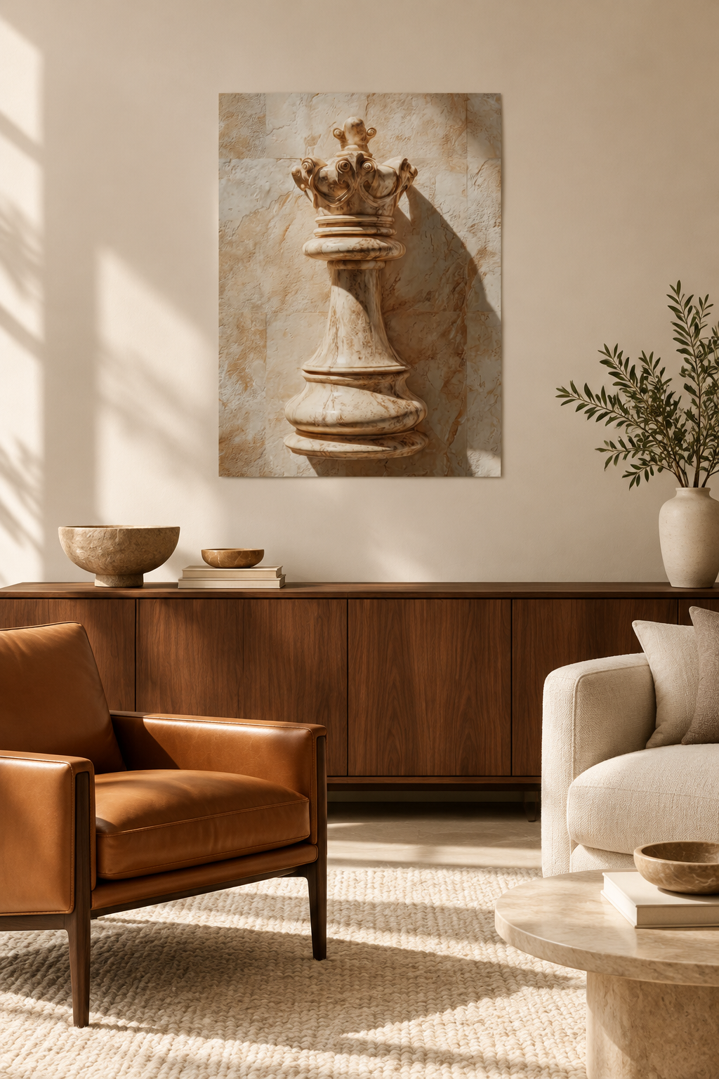 The Crowned King in a Mediterranean living room