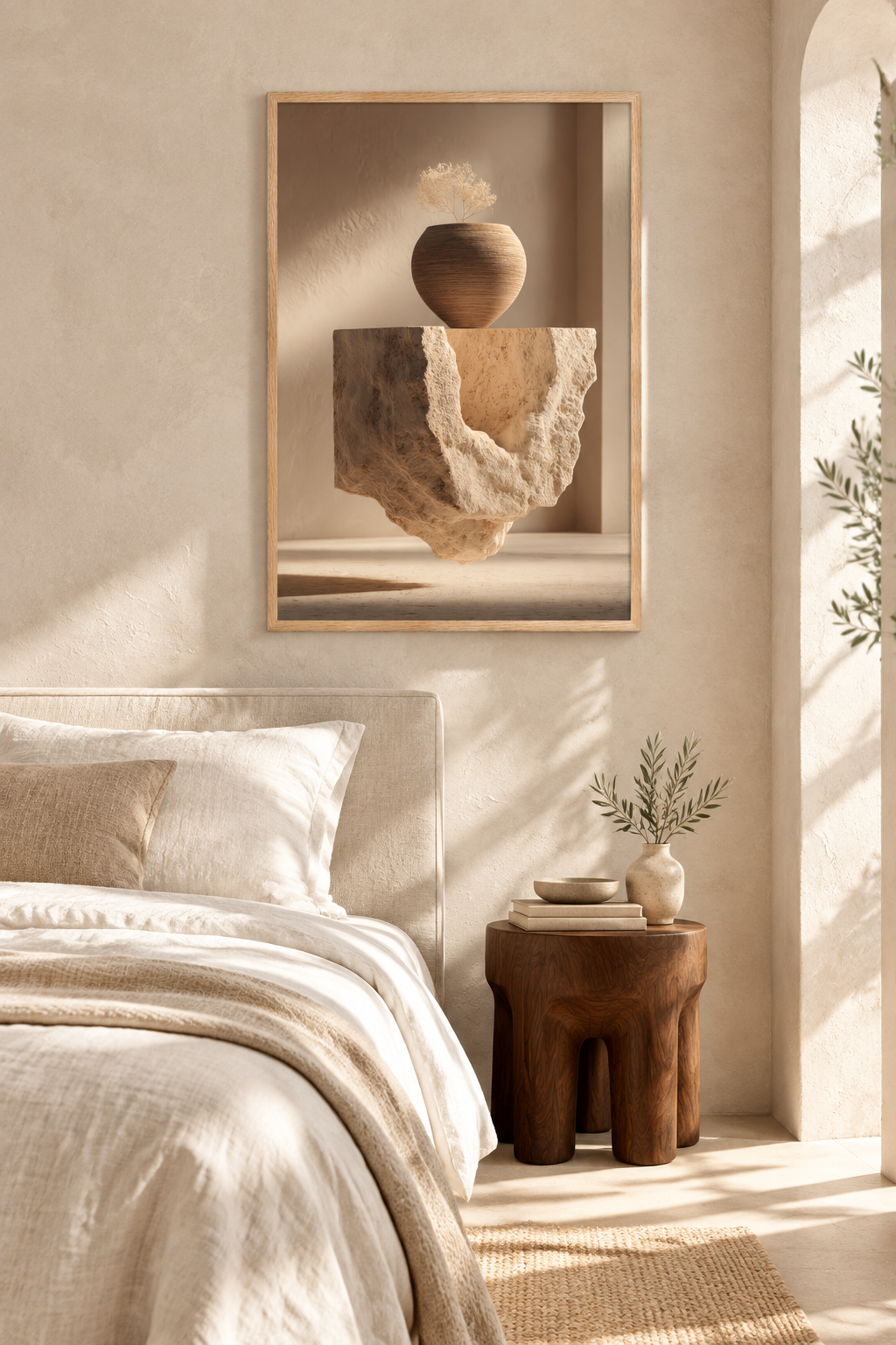 Der ausgehöhlte Stein in einem Schlafzimmer