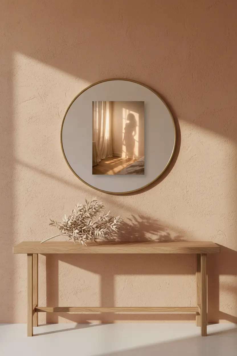 Der Goldene Schleier – Minimalistisches Wandposter Elfenbein Hochformat
