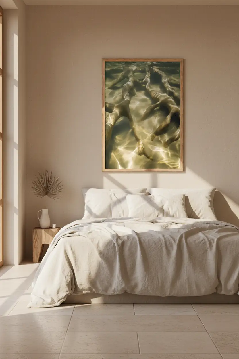 Immersion — Minimalist jade green underwater body wall poster