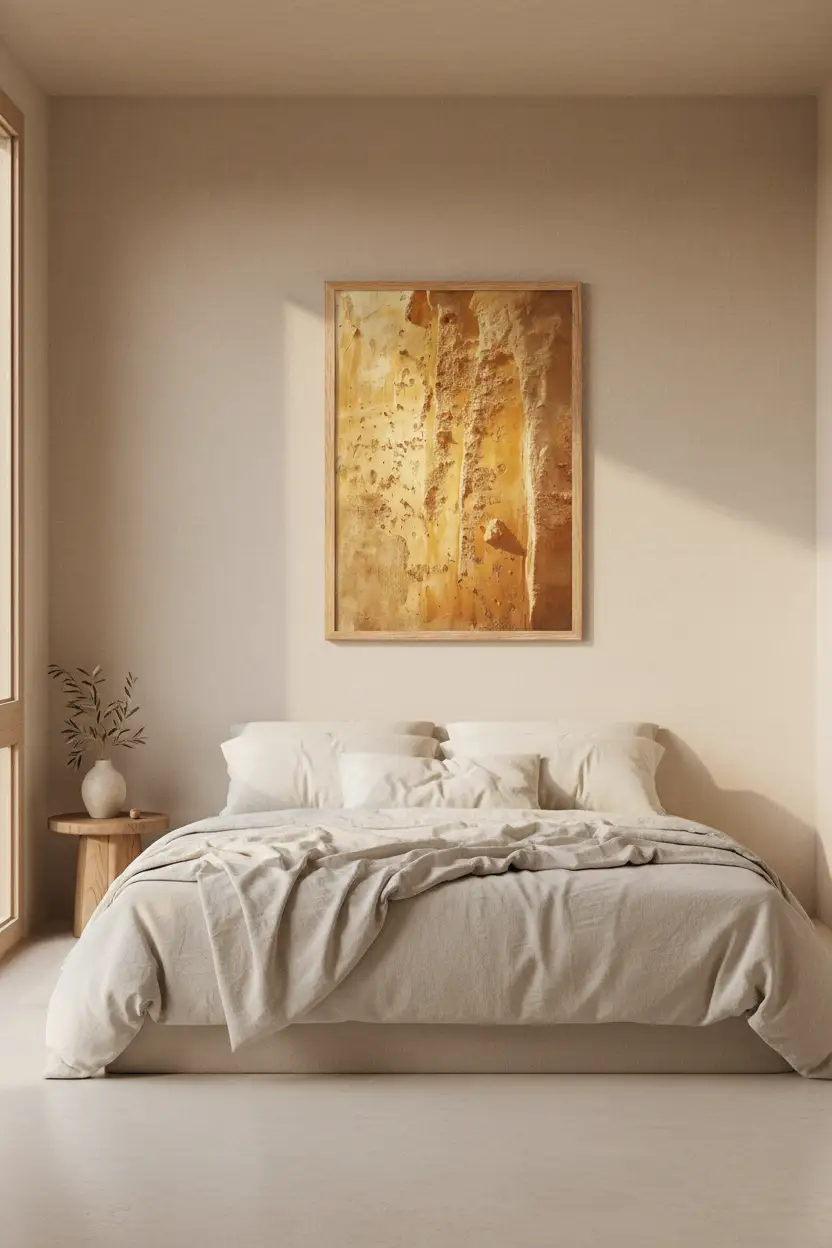 L’Ocre Vif — Affiche murale minimaliste grès doré ambré texture érodée minéral — affiche murale minimaliste | Cassili-home