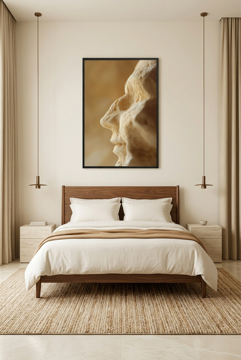 Relique — poster in zwarte lijst in een slaapkamer