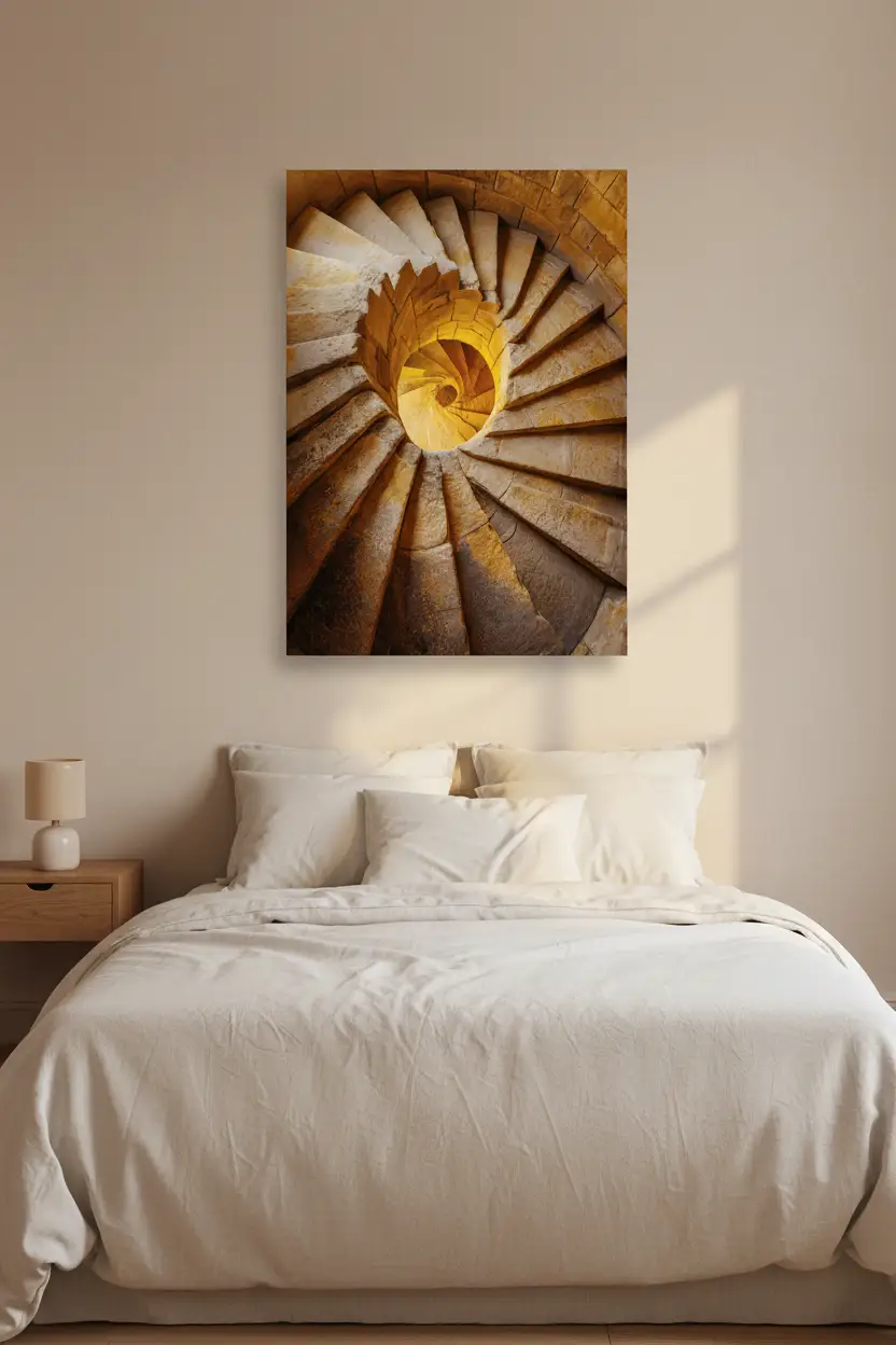 Vortex Doré — Affiche Murale Minimaliste Ambre et Pierre Architecture Méditerranéenne — affiche murale minimaliste | Cassili-home