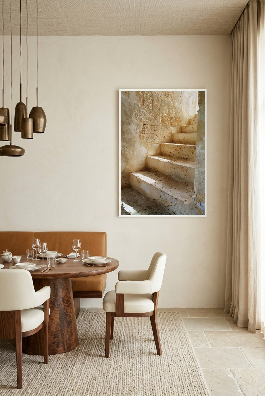 Les Marches de Pierre — Poster im weißen Rahmen im Esszimmer