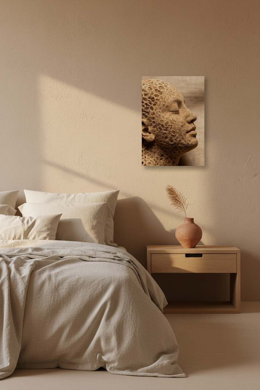 Peau de Corail — Affiche murale minimaliste corail et beige visage abstrait texture minérale — affiche murale minimaliste | Cassili-home