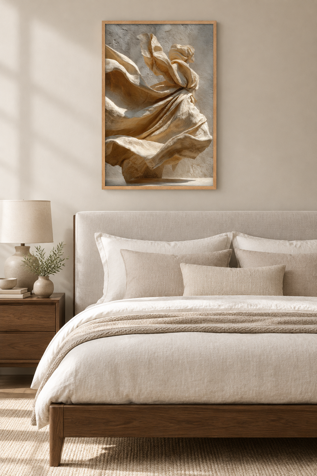 Das wehende Leinen in einem Schlafzimmer
