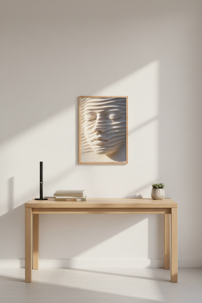 Âme de Sable — Affiche murale minimaliste beige visage abstrait — affiche murale minimaliste | Cassili-home