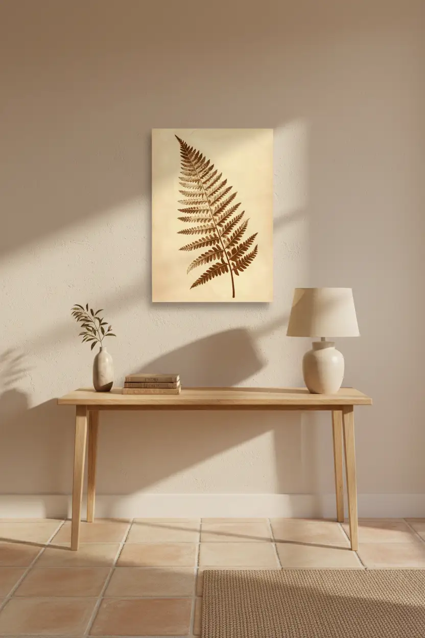 Felce Dorata — Poster da parete minimalista marrone beige botanico