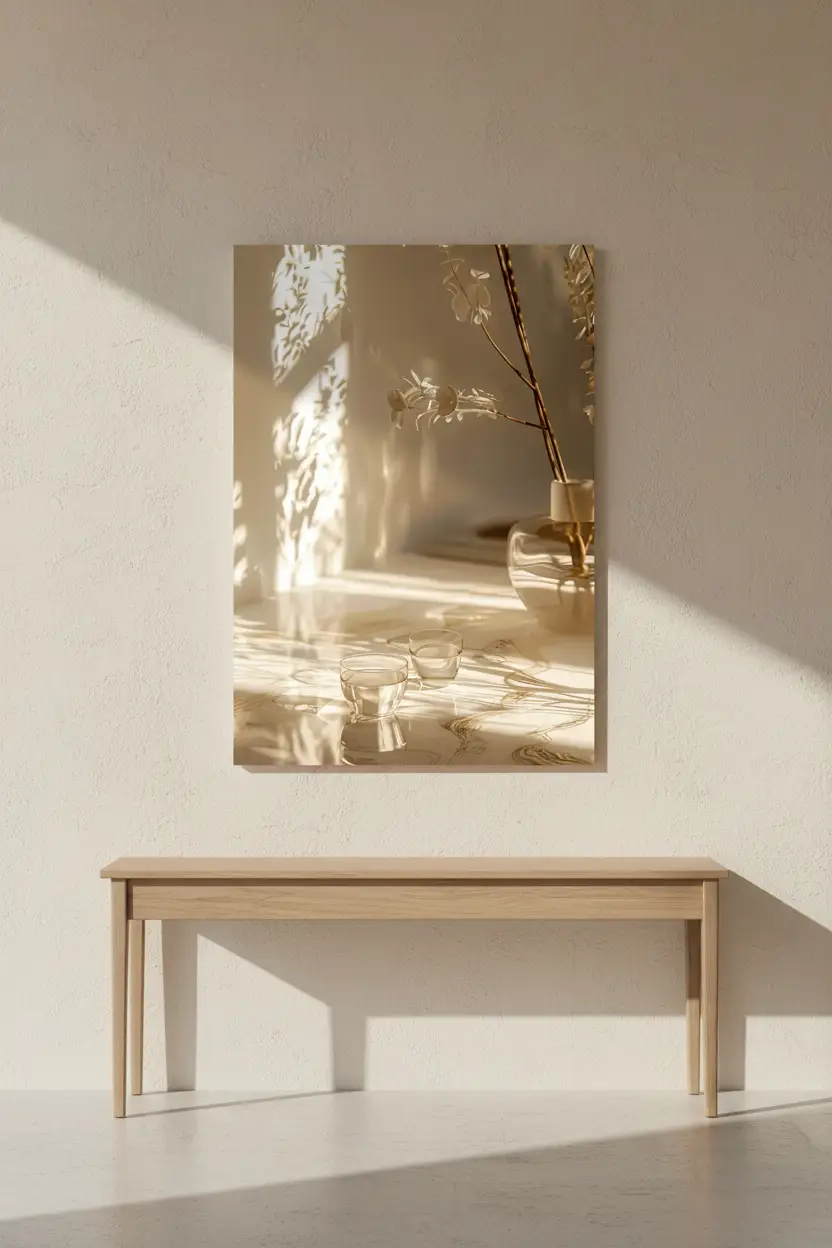 Den gyllene timmen — Minimalistisk elfenbensfärgad botaniska skuggor väggaffisch