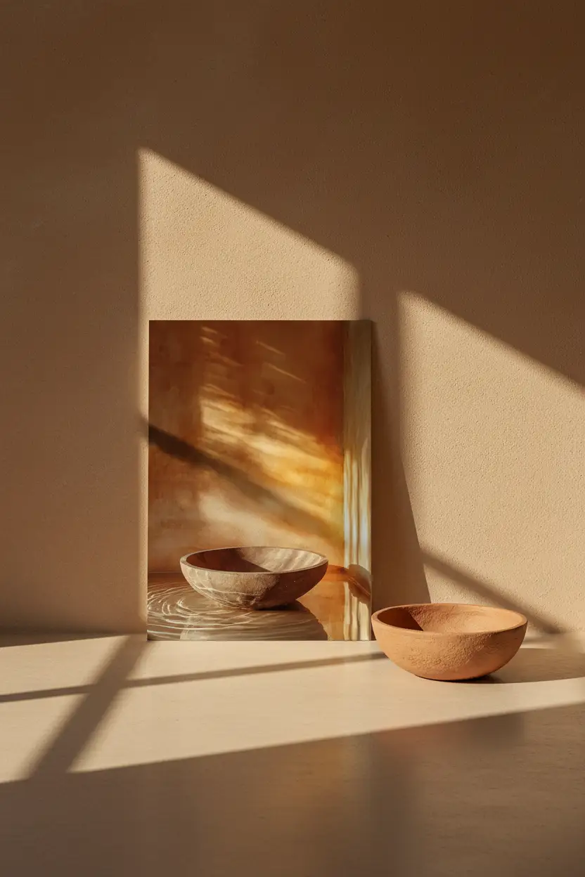 Bol d'Or — Minimalist terracotta bowl clay light wall art