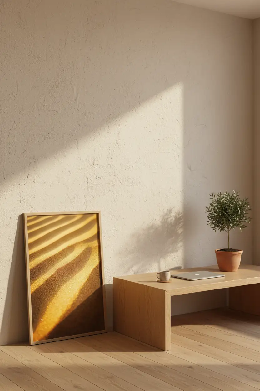 Golden Furrows — Minimalist golden ripples mineral wall poster