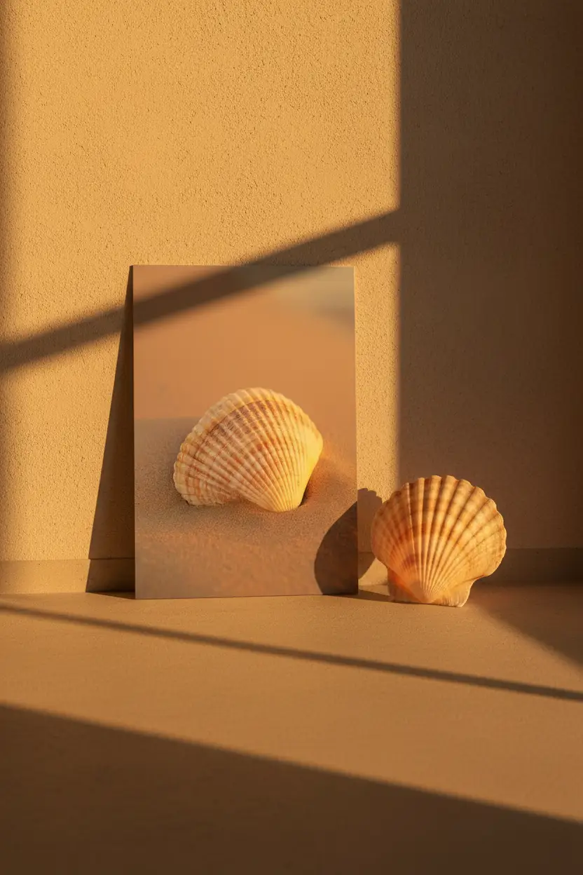 Golden Hour — Ivory Shell Sand Minimalist Wall Art