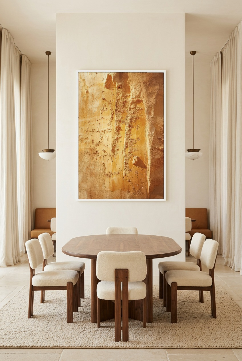 L’Ocre Vif — poster in a white frame in a dining room