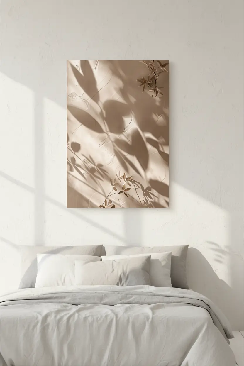Las Sombras del Nandina — Póster minimalista de pared arena dorado sombras