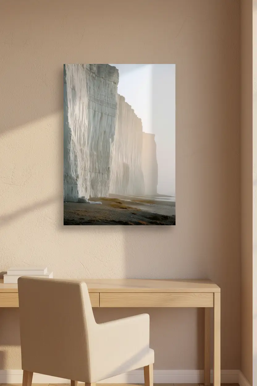 Les Falaises Blanches — Affiche murale minimaliste falaises craie blanc bruème dorée — affiche murale minimaliste | Cassili-home