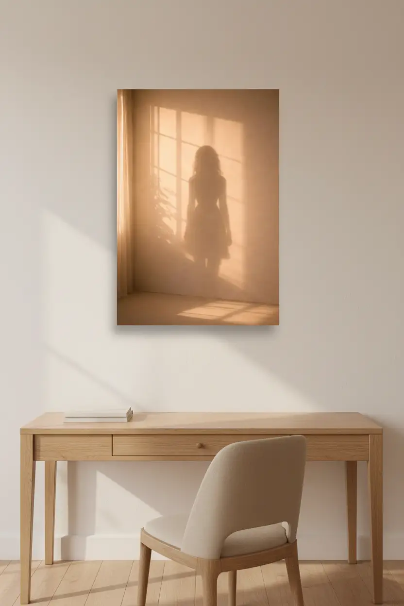 La Chambre Vide — Wall Art Minimalist Golden Female Shadow Corner