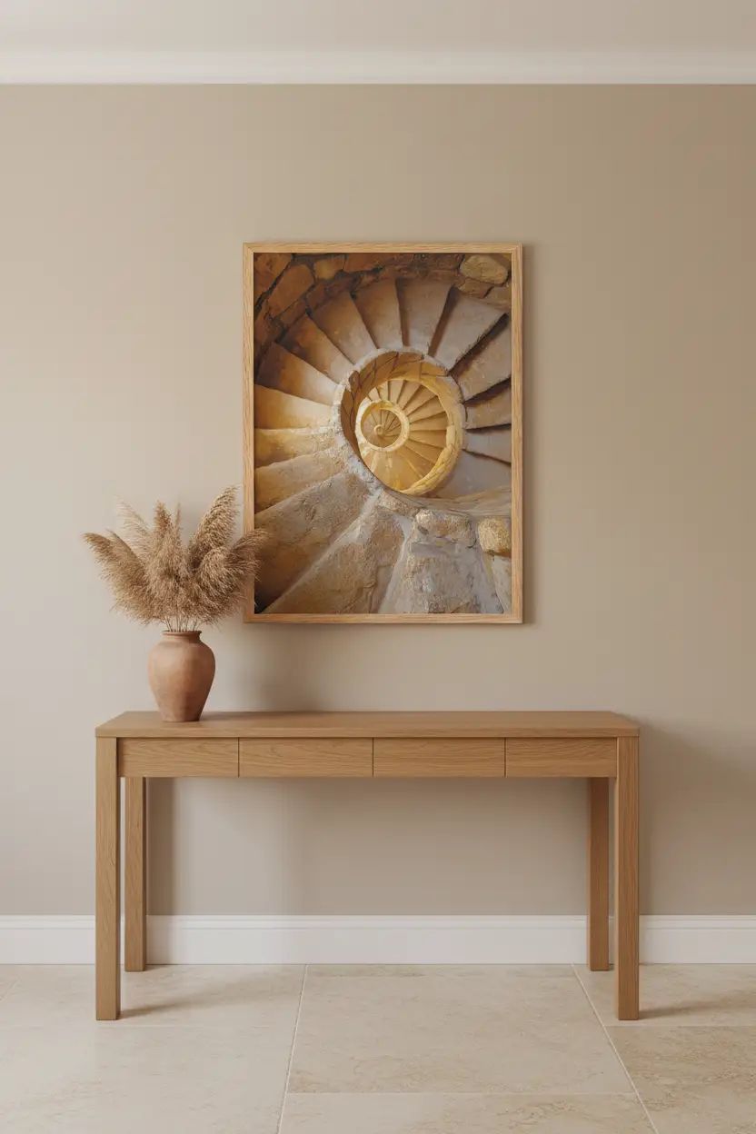 Escalier de Lumière — Affiche murale minimaliste sable et or archi — affiche murale minimaliste | Cassili-home