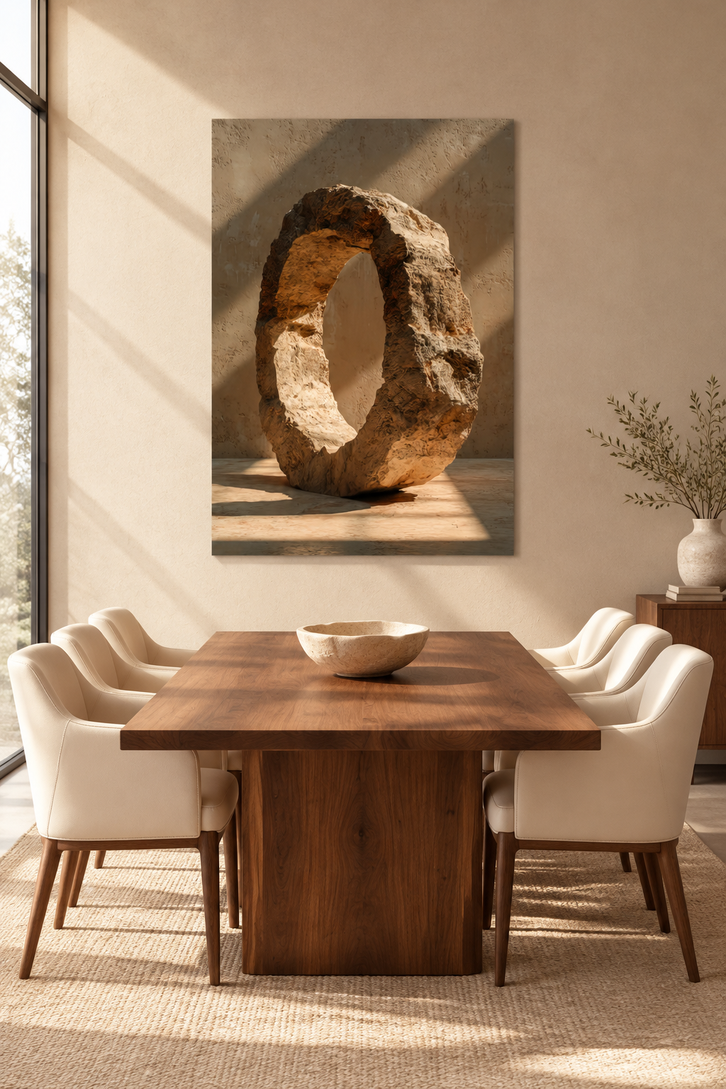 The Pierced Monolith in a dining room