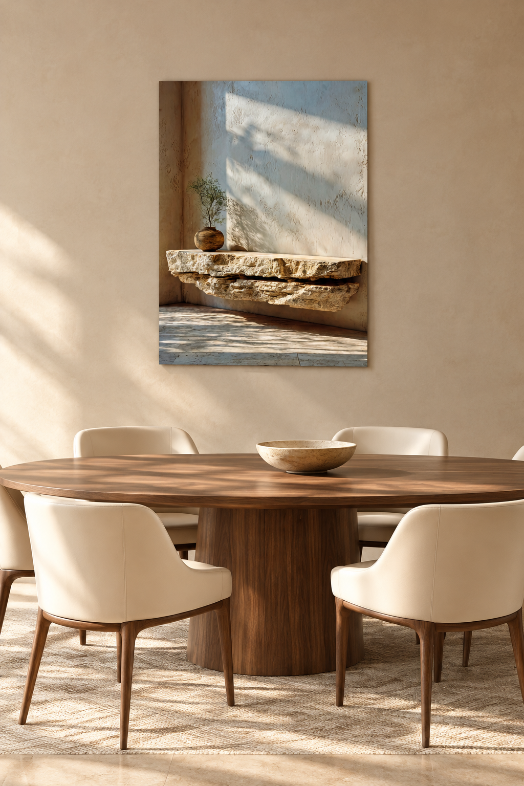 The Travertine Shelf in a dining room