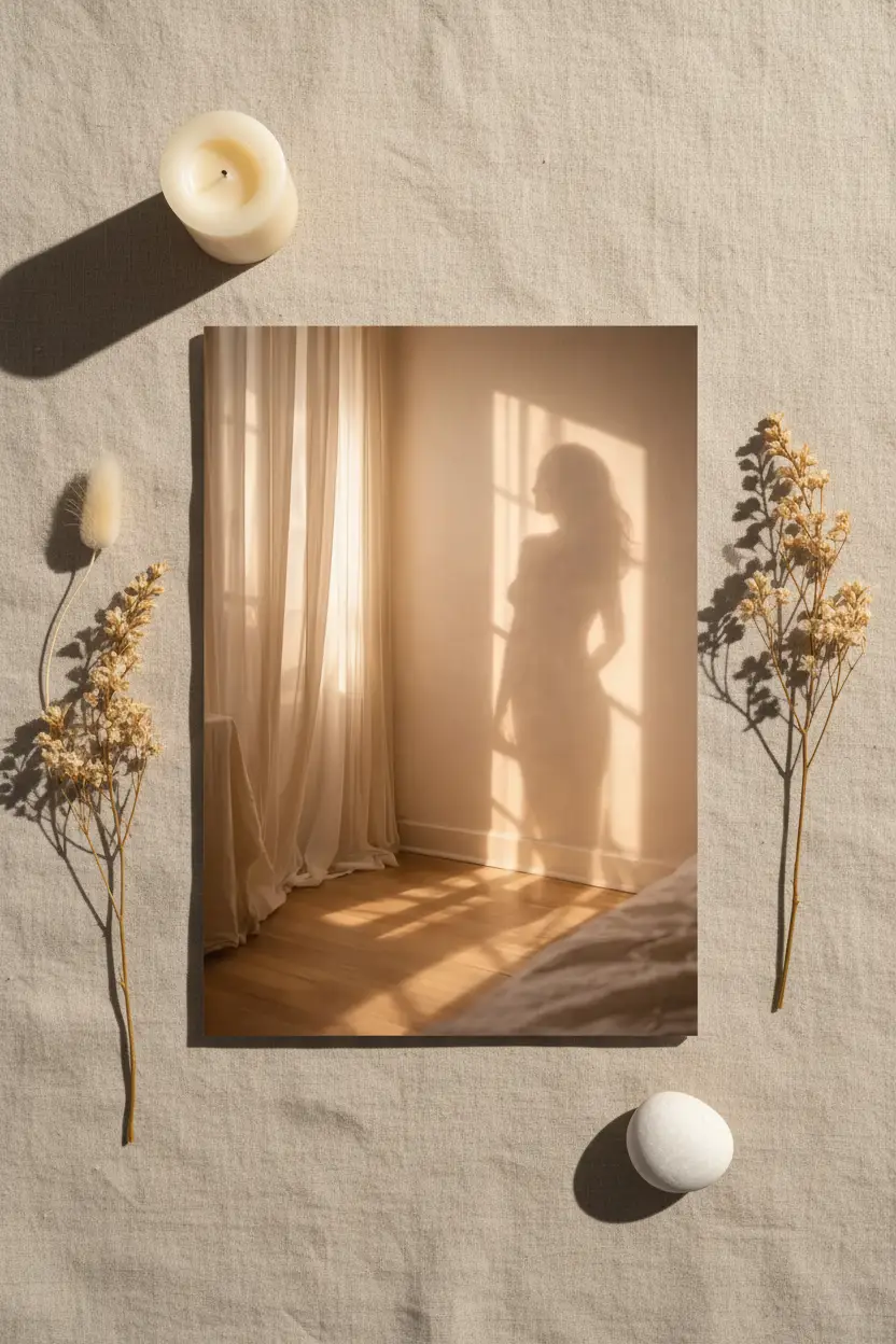 Der Goldene Schleier – Minimalistisches Wandposter Elfenbein Hochformat
