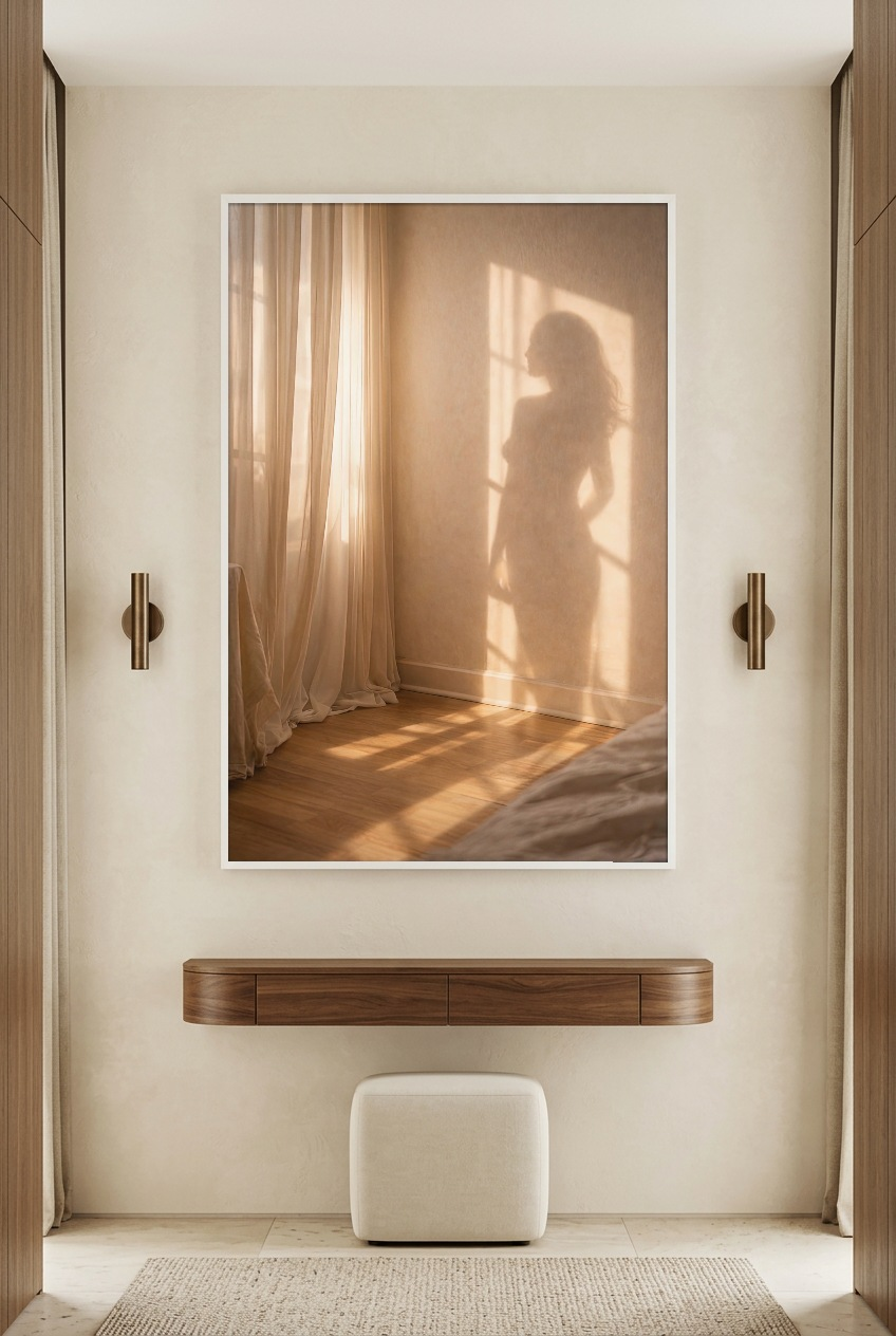 Le Voile Doré — poster con cornice bianca in un ingresso