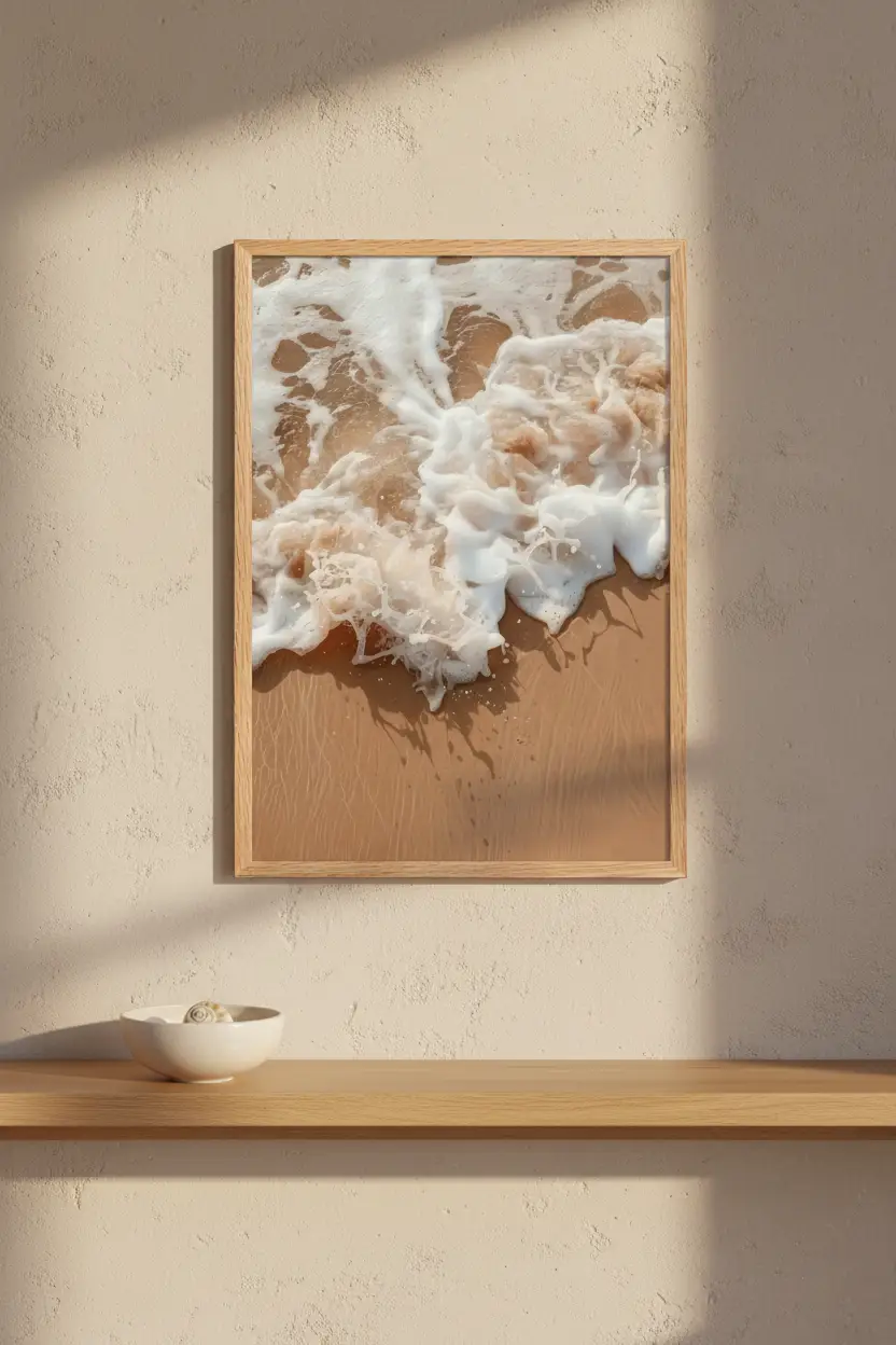 Seafoam — Minimalist wall poster white seafoam macro sea wave