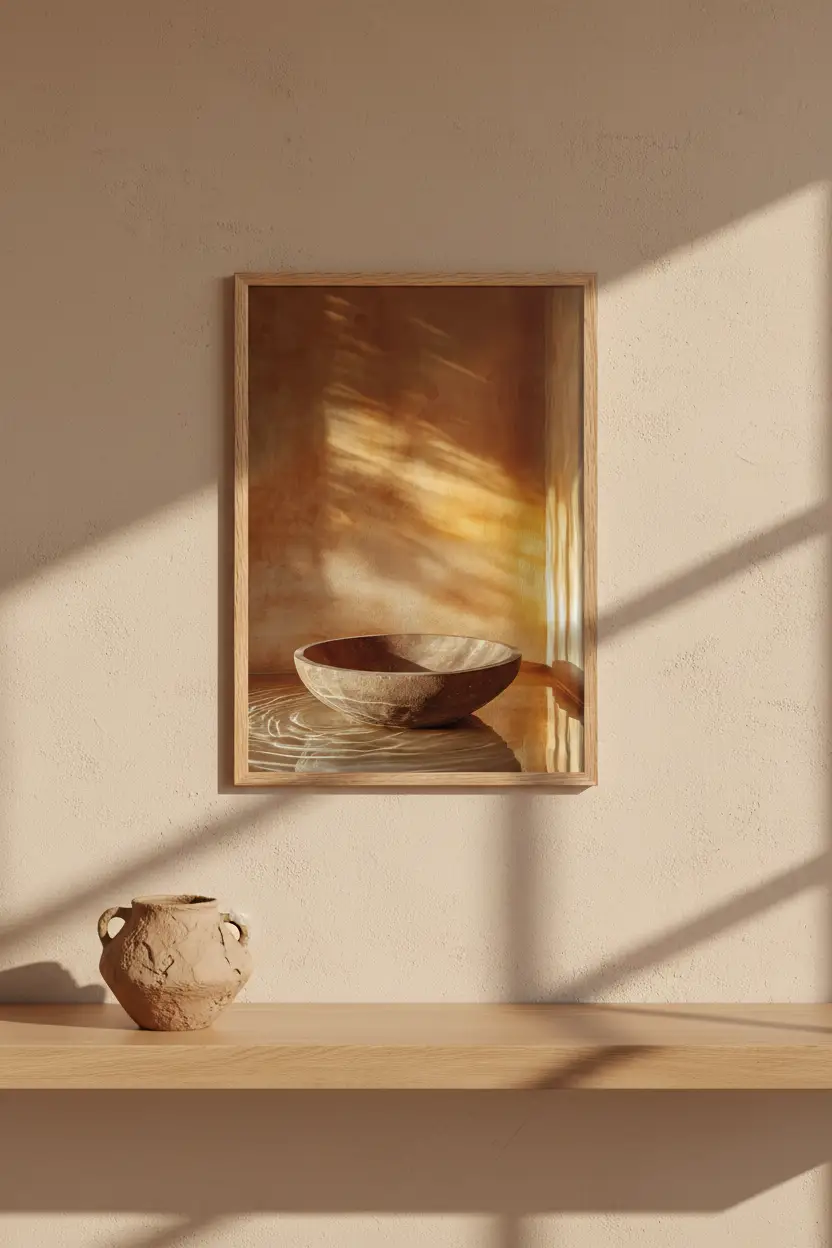 Bol d'Or — Minimalist terracotta bowl clay light wall art