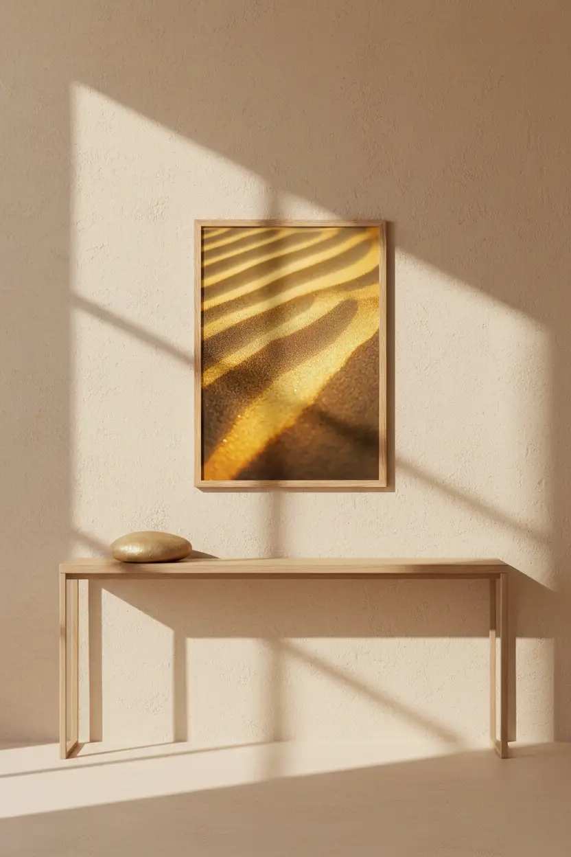 Golden Furrows — Minimalist golden ripples mineral wall poster