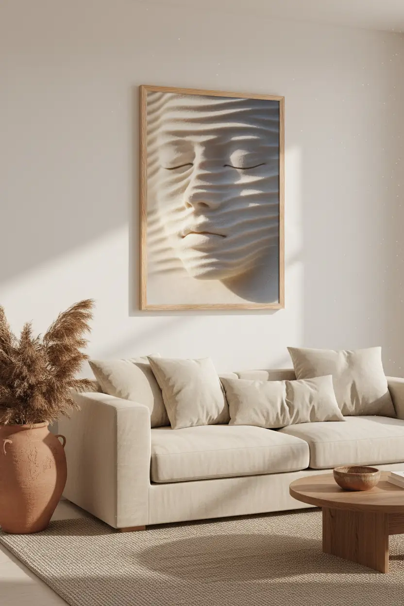 Âme de Sable — Affiche murale minimaliste beige visage abstrait — affiche murale minimaliste | Cassili-home