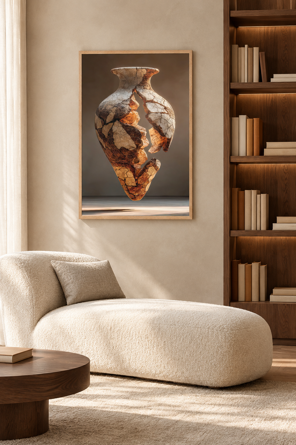 The Crackled Amphora in a reading nook