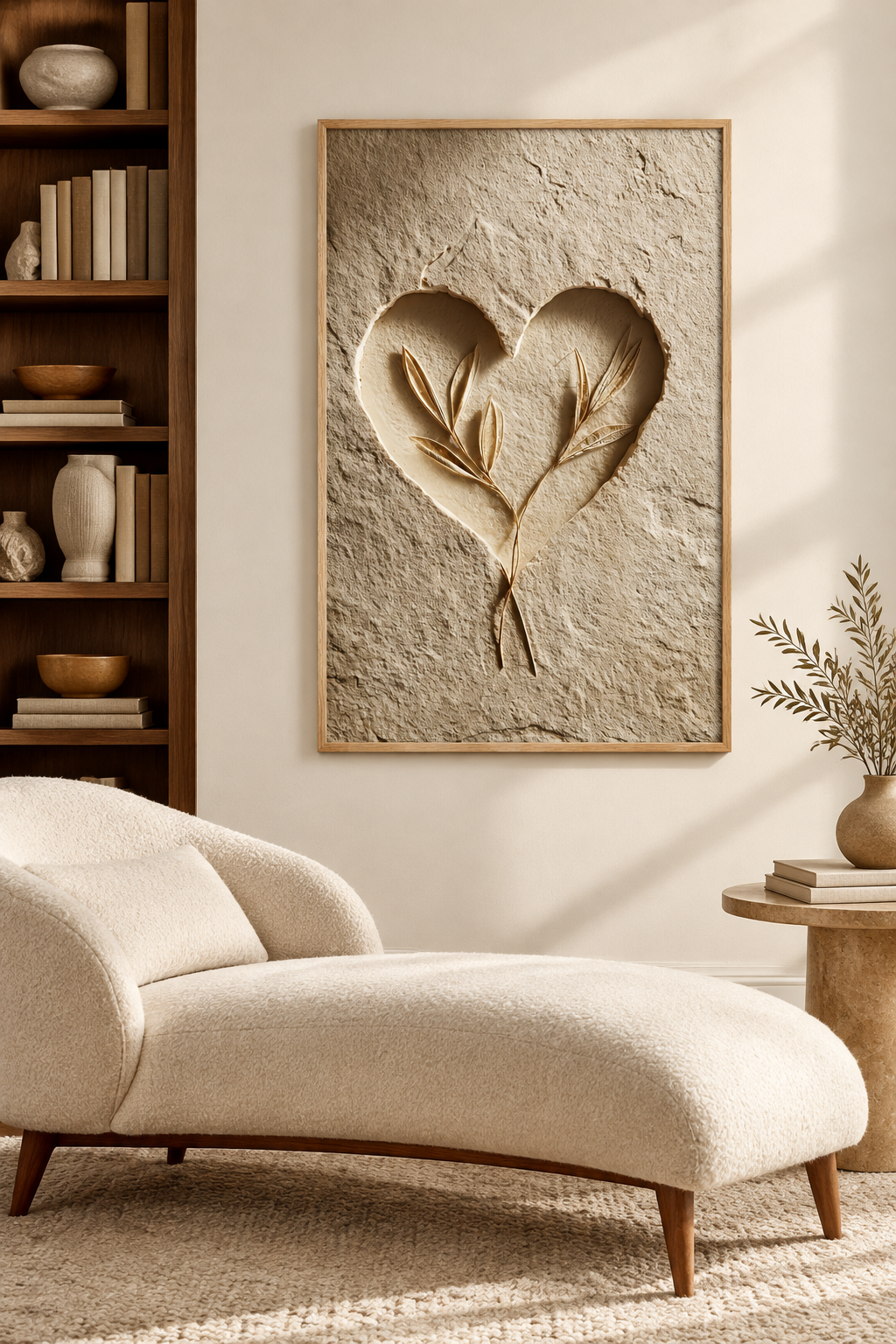 The Two-Branch Heart in a reading nook