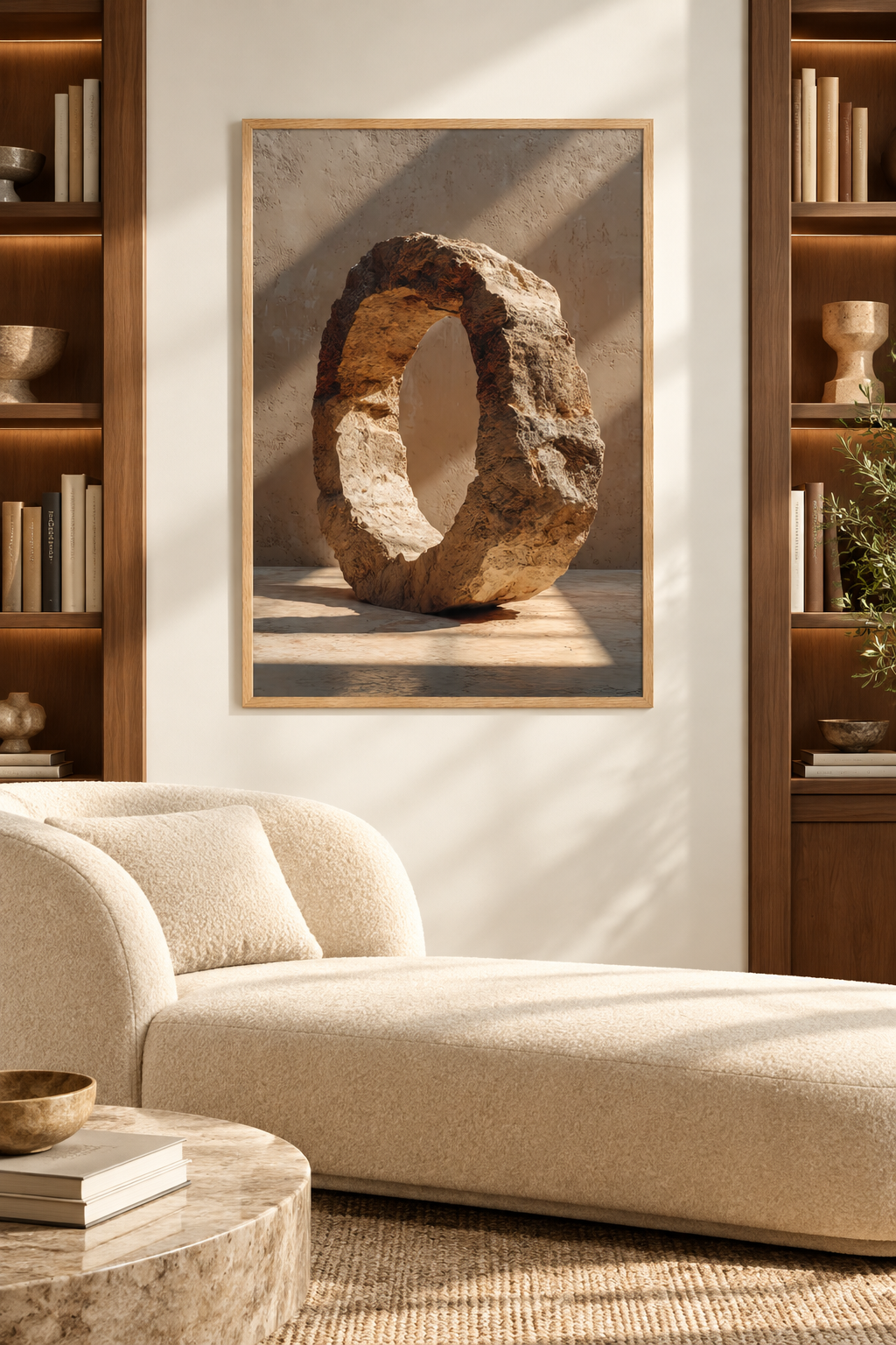 The Pierced Monolith in a reading nook
