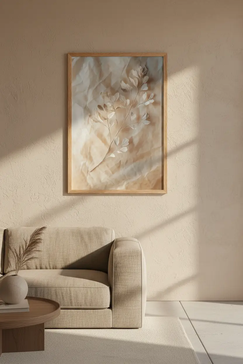 Le Froissé — Affiche murale minimaliste beige ivoire botanique — affiche murale minimaliste | Cassili-home