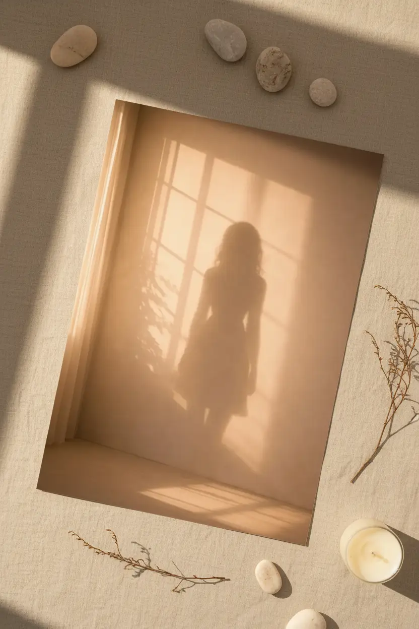 La Chambre Vide — Wall Art Minimalist Golden Female Shadow Corner