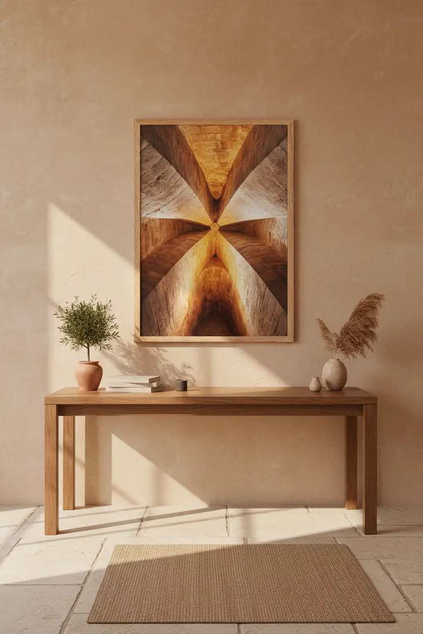 La Croisée — Poster murale minimalista marrone oro volta a crociera
