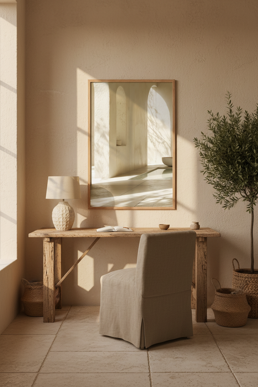 Les Arches et l'Ombre — décoration murale spa méditerranéen, tons ivoire et crème