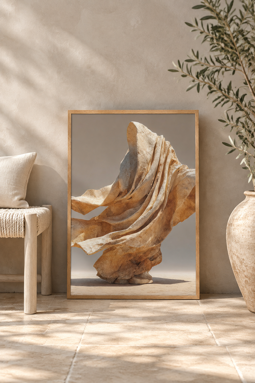 Poster The Drape in the Wind resting on the floor against a wall
