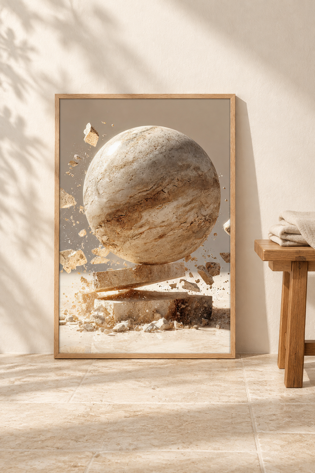 Poster The Sphere and the Shard resting on the floor against a wall