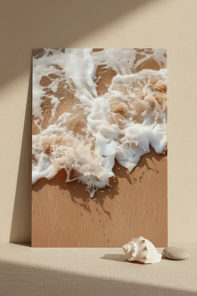 Seafoam — Minimalist wall poster white seafoam macro sea wave