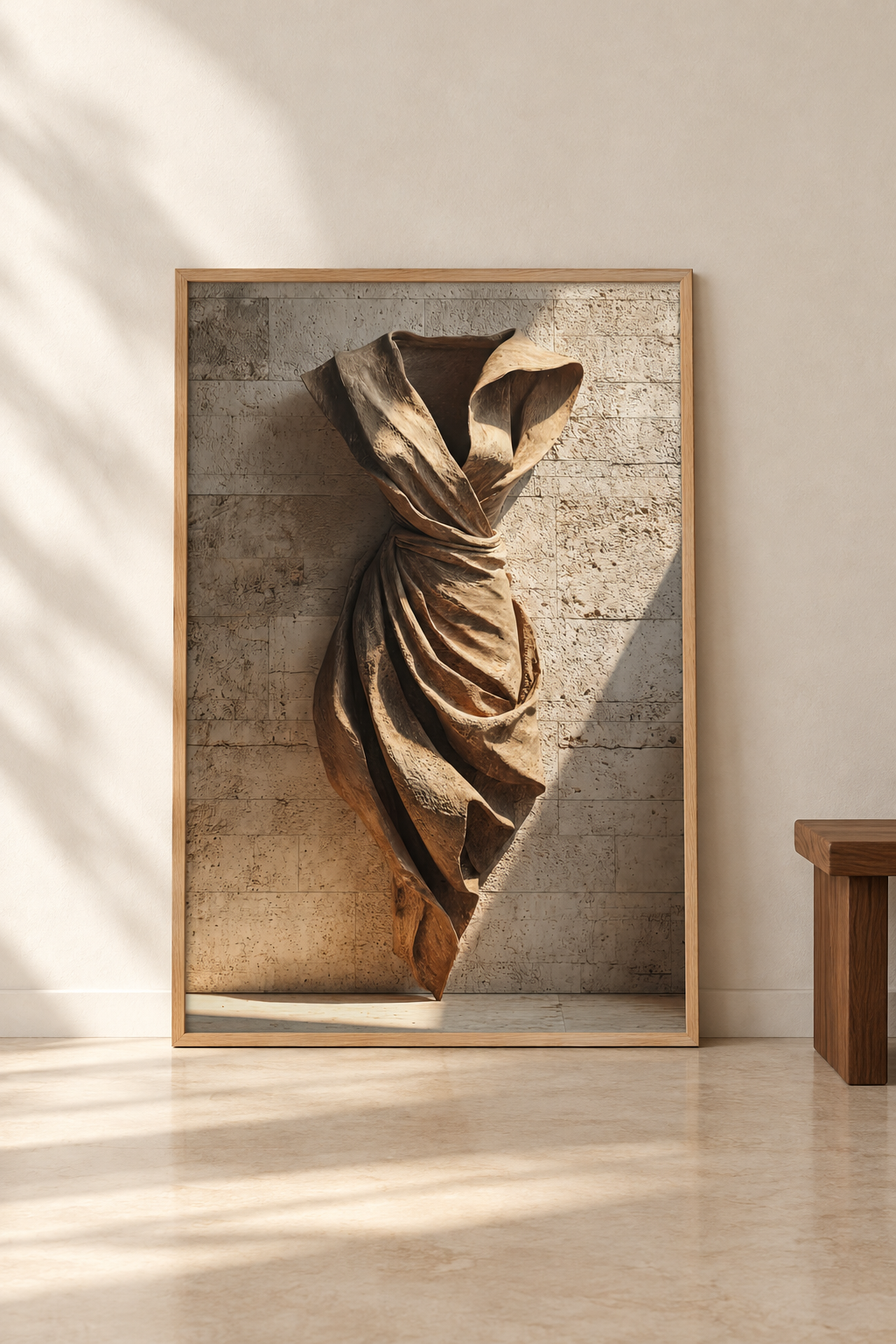 Poster La Veste di Pietra a terra, appoggiato a una parete
