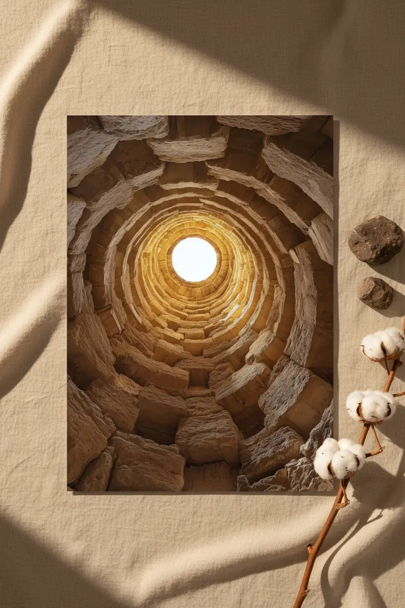 Le Sanctuaire — Poster murale minimalista marrone pozzo luce