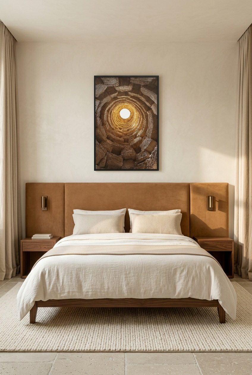 Le Sanctuaire — poster com moldura preta num quarto