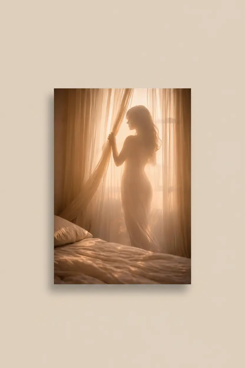 The Golden Awakening — Minimalist gold female silhouette wall art print
