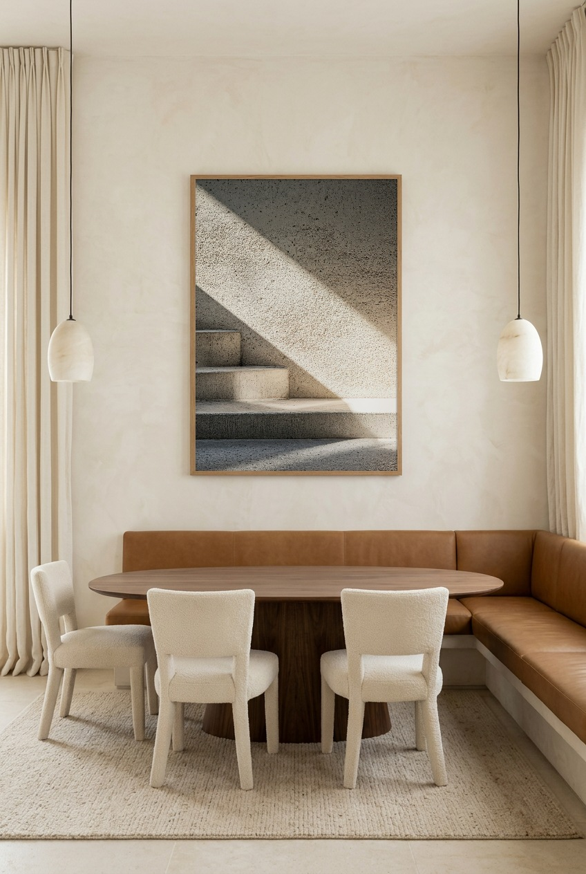 L’Ombre du Midi — poster in eikenhouten lijst in een eetkamer