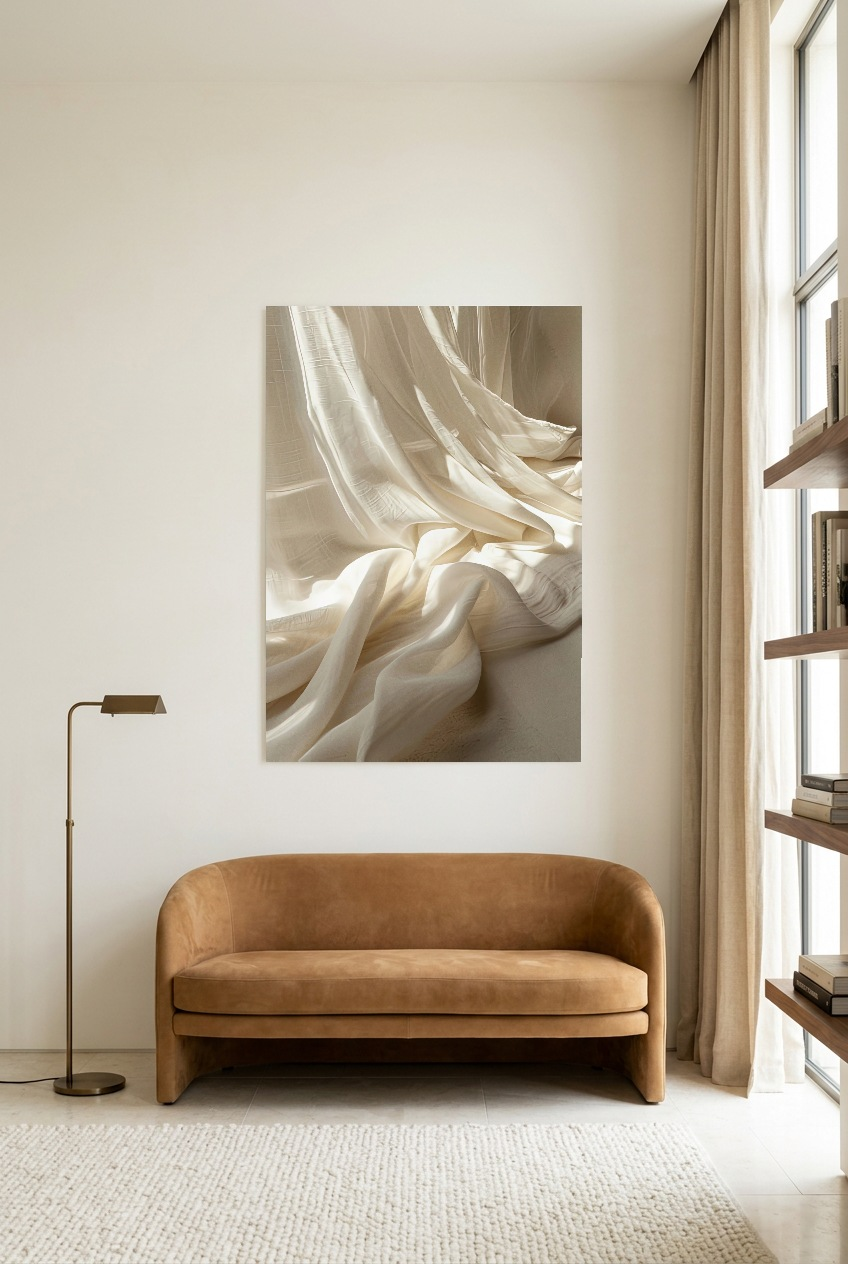 Le Lin Drapé — poster sem moldura numa sala de leitura