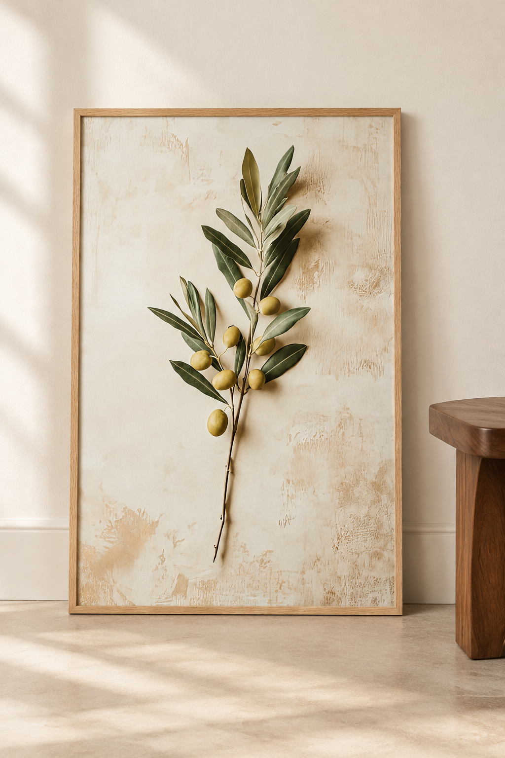 Poster Il Rametto con le Olive a terra, appoggiato a una parete