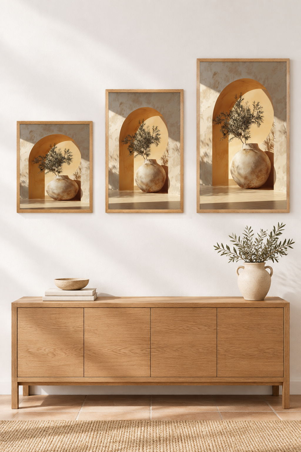 Der Ockerbogen in drei Formaten an einer Wand